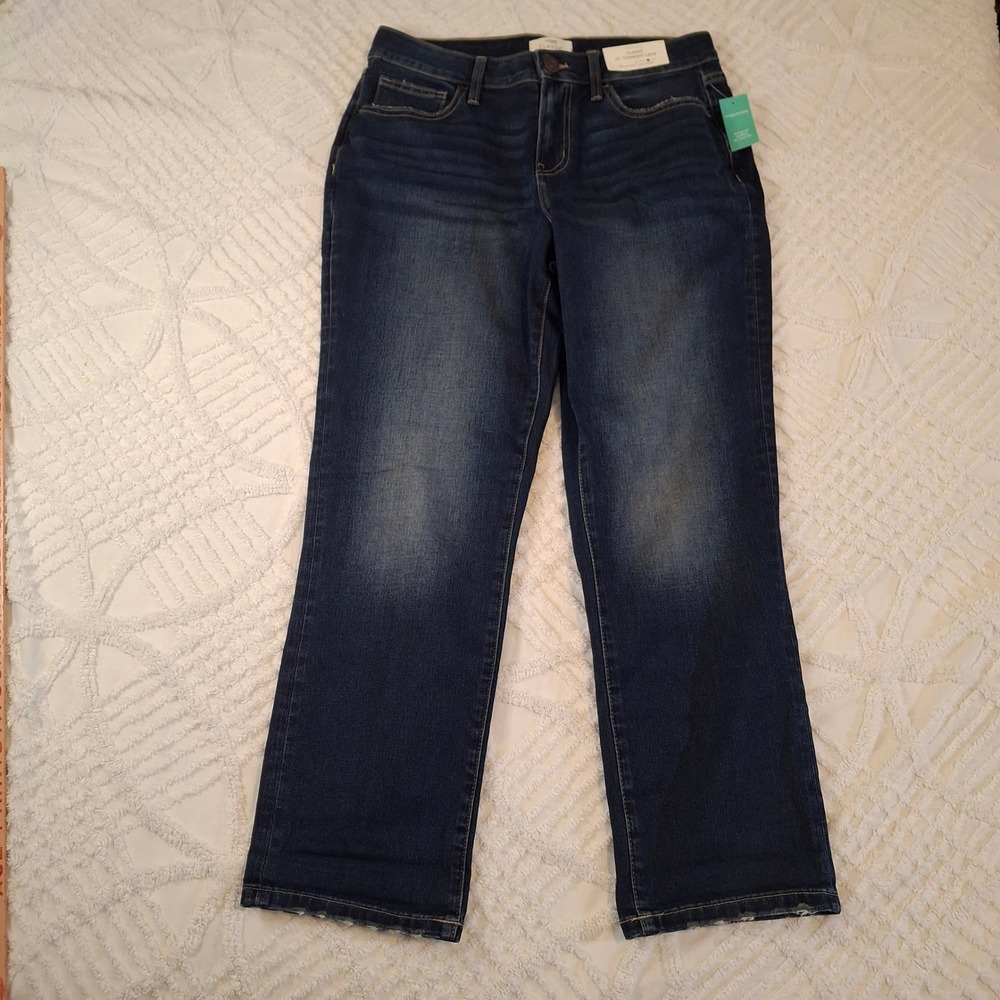 Maurices Women 10 Straight Crop Jeans Dark‎ Wash Mid Rise Super Stretch NWT
